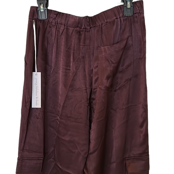 NWT Young Fabulous & Broke Findlay Satin Cargo Carpenter Pants in Raisin - M - Picture 9 of 16